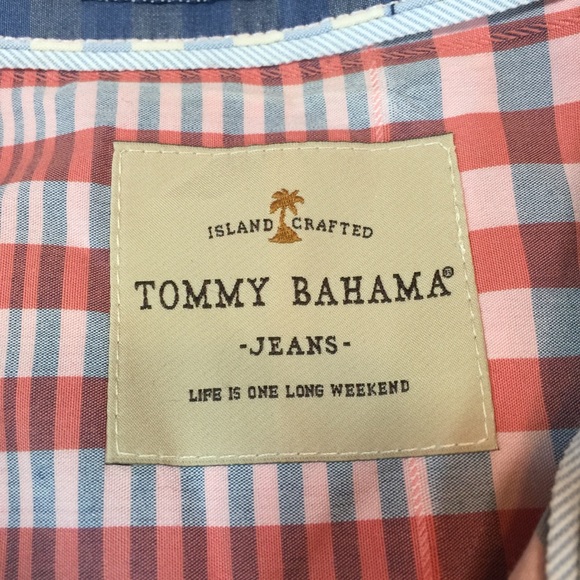 TOMMY BAHAMA | orange plaid button up shirt - Picture 8 of 10